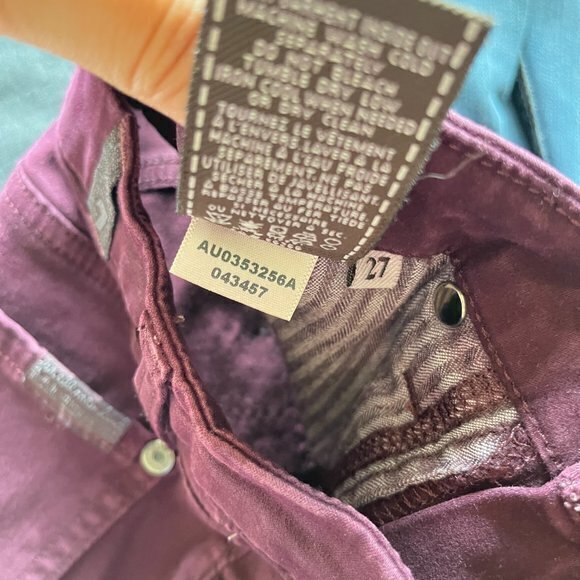 7 For‎ All Mankind Pink Au0353256a Skinny Jeans Maroon Pants Womens Size 27 - Picture 8 of 8